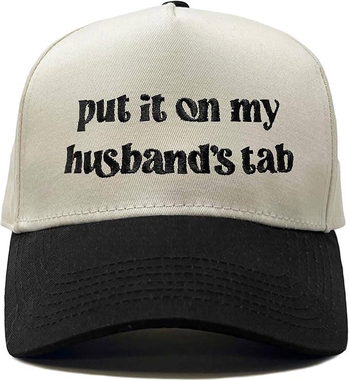 Put It On My Husband's Tab Hat- Black/Beige