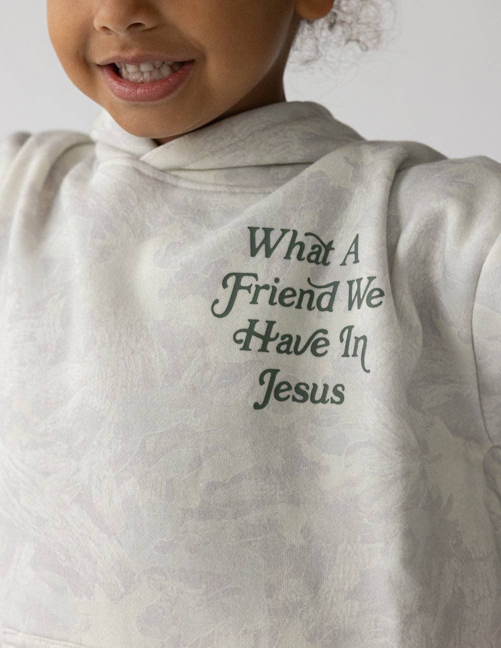What a Friend in Jesus Floral Camo Kids Hoodie