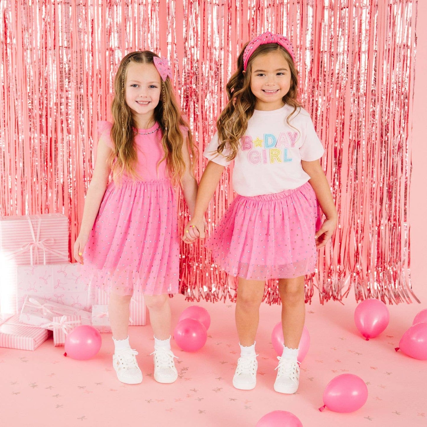 Birthday Girl Rhinestone Patch Short Sleeve Girls T-Shirt