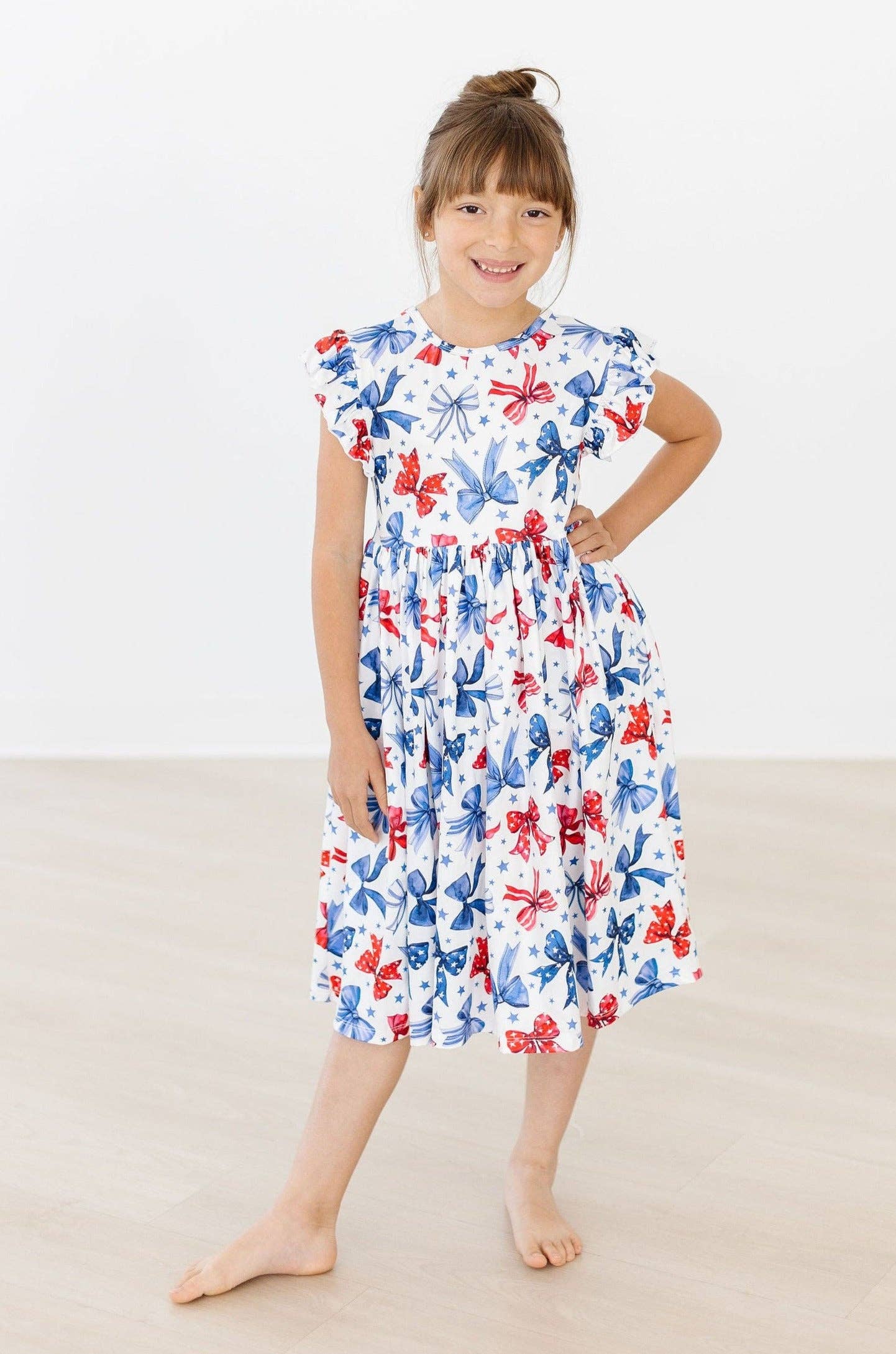 Born to Sparkle Flutter Sleeve Girls Twirl Dress