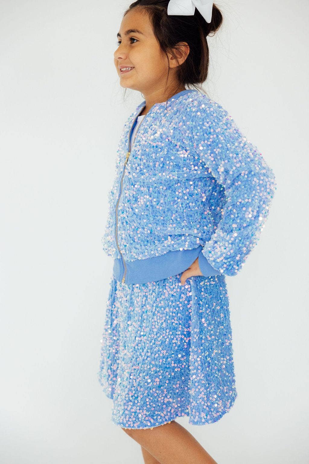 Blue Velvet Girls Sequin Jacket
