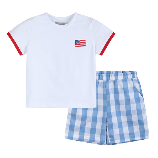 Red, White and Blue Shirt and Shorts Boys Set