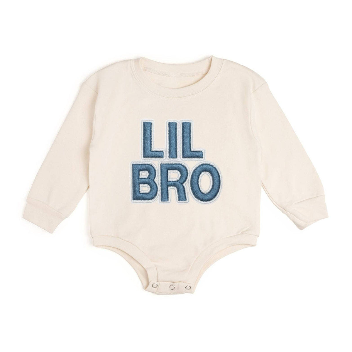 Lil Bro Embroidered Patch Long Sleeve Romper - Family Fun: 00-3M