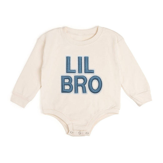 Lil Bro Embroidered Patch Long Sleeve Romper
