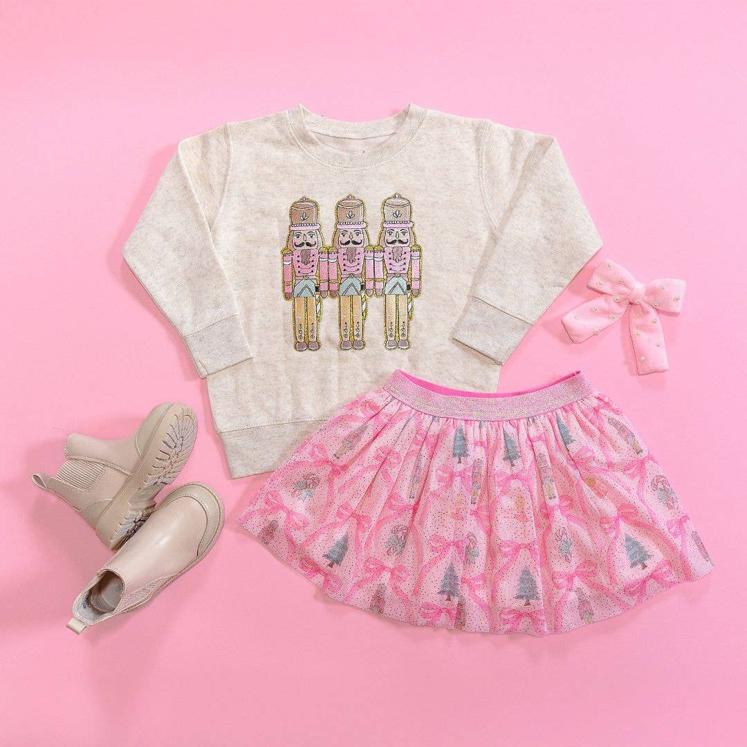 Pastel Nutcracker Patch Christmas Sweatshirt - Kids Clothing: 10