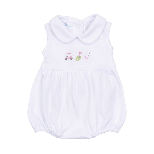 Tiny Tee Time Girls Collared Bubble Romper