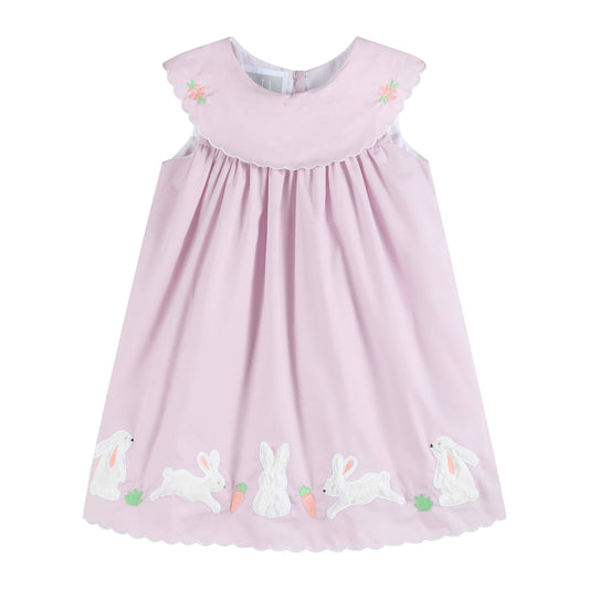 Light Purple Bunny and Flowers Girls Dress