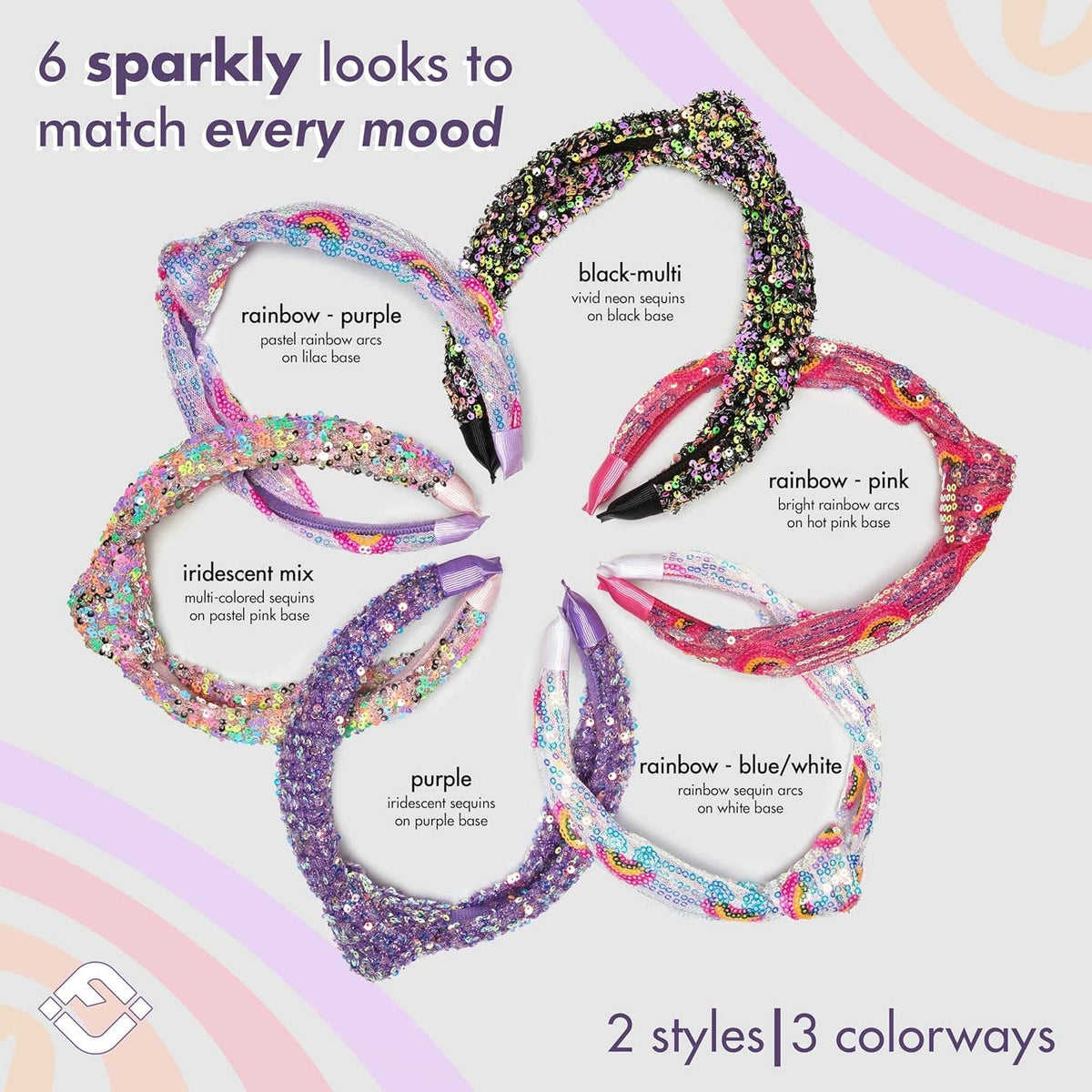 Girl's Rainbow Sequin Knot Headband