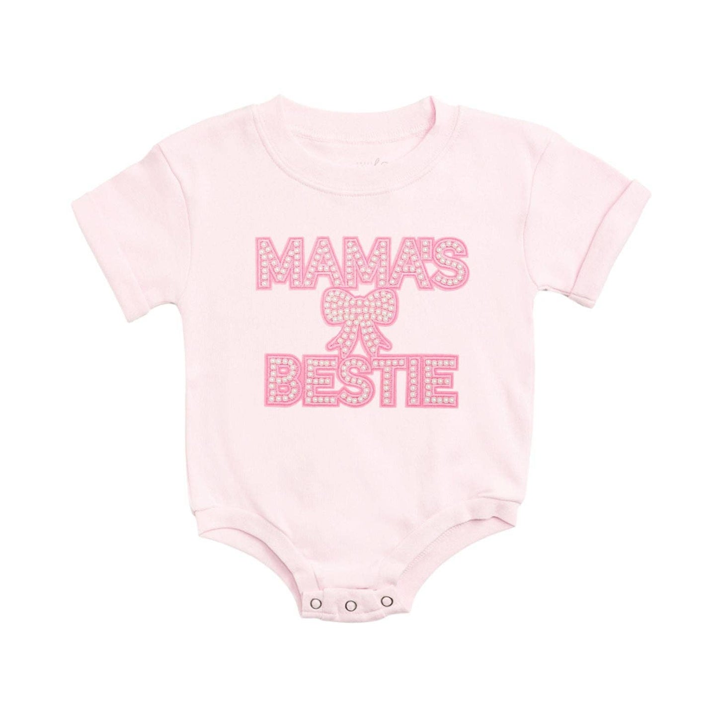 Mama's Bestie Pearl Patch Short Sleeve Baby Romper