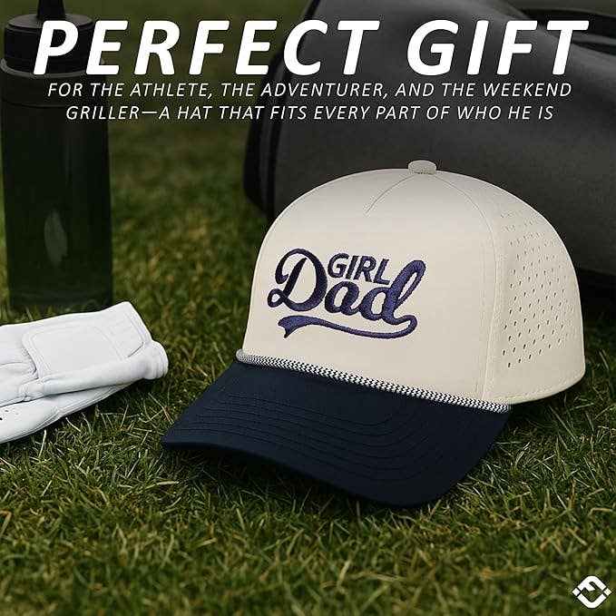 Laser Cut Golf Rope Cap - Girl Dad - Navy/Beige