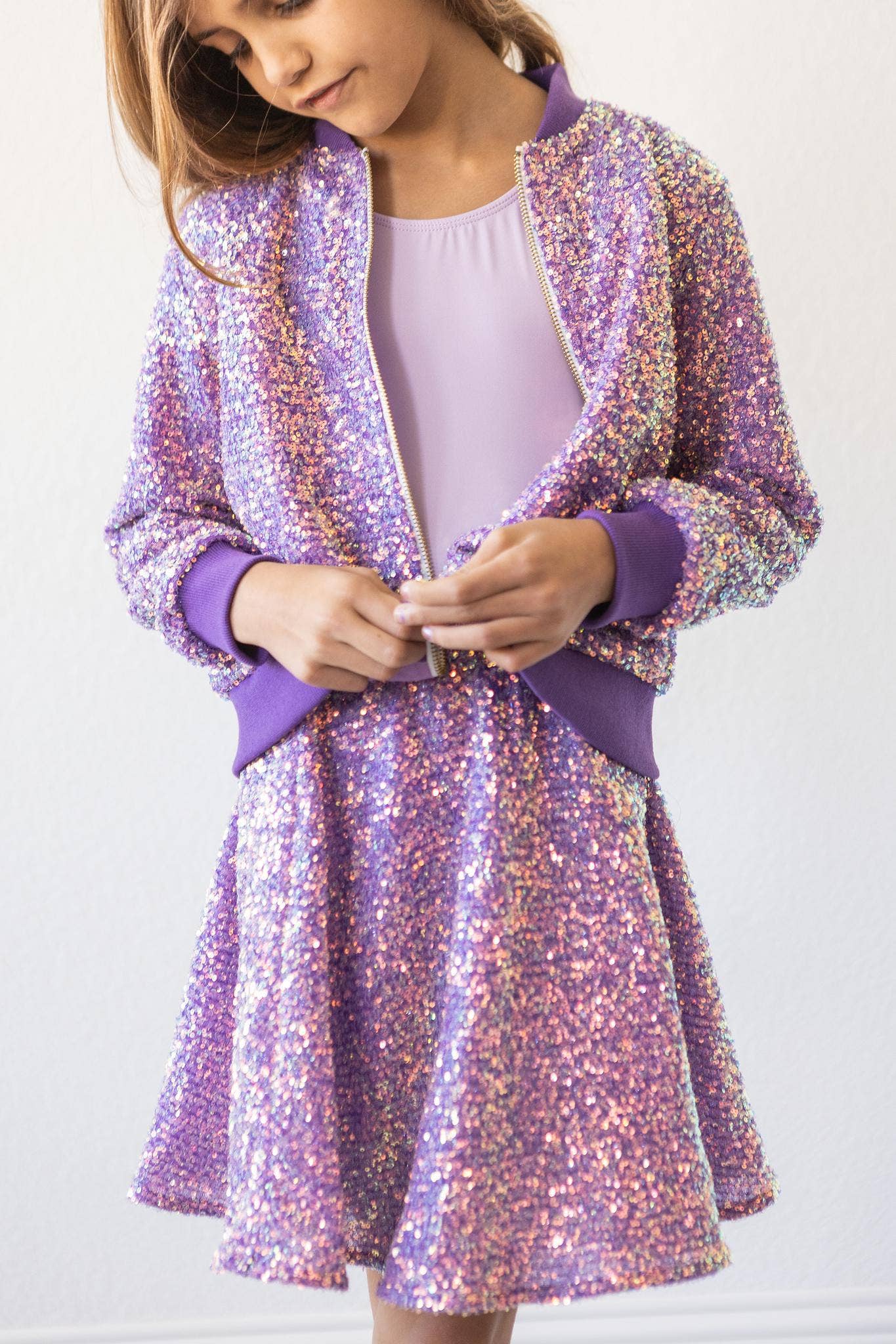Girls Purple Sequin Jacket