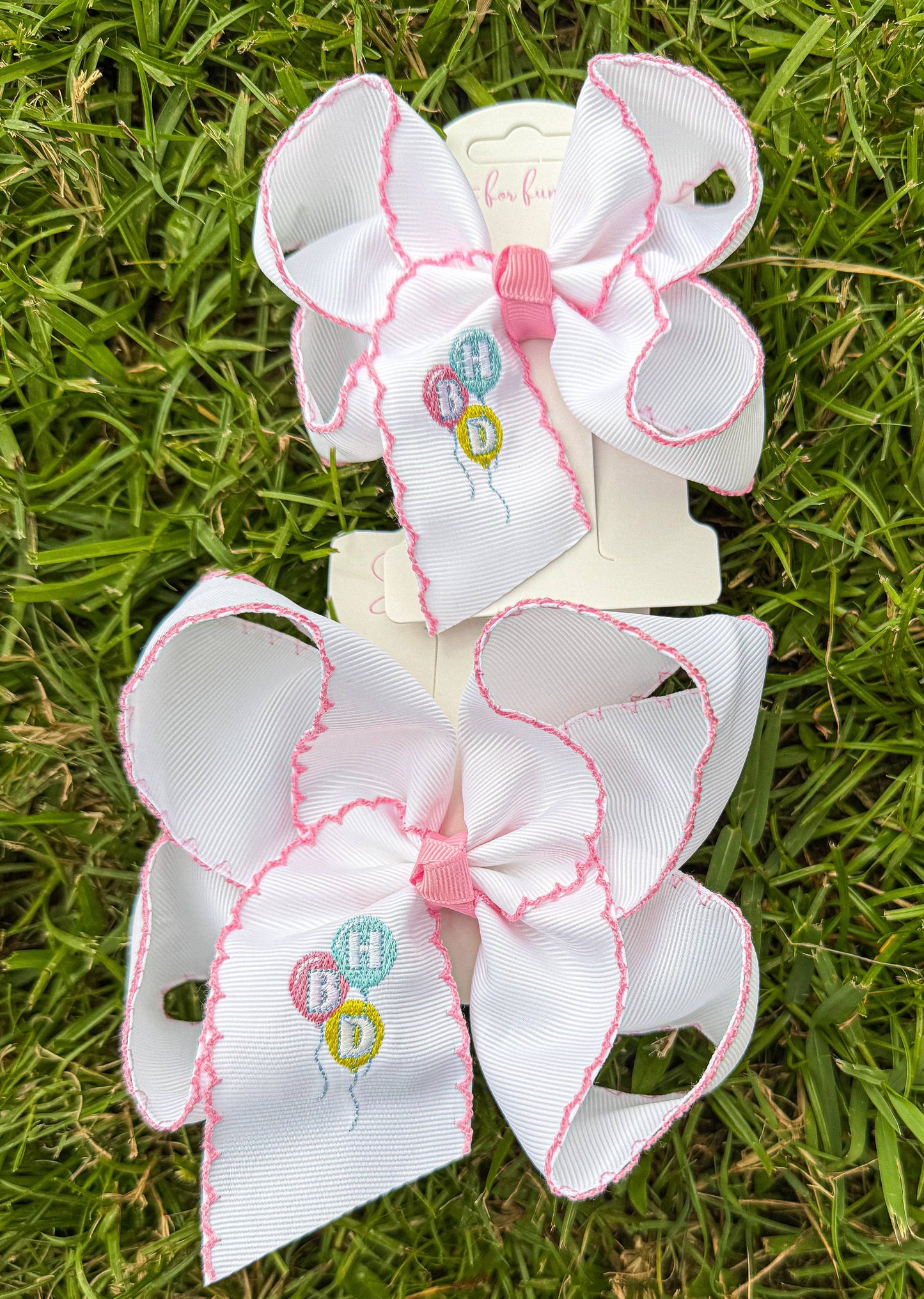 Happy Birthday Party Balloons Embroidered Bow: 5.5 inch