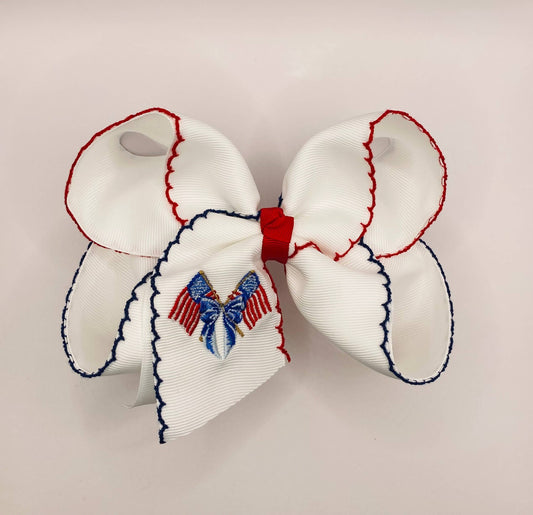 American Flag Moonstitch Hairbow