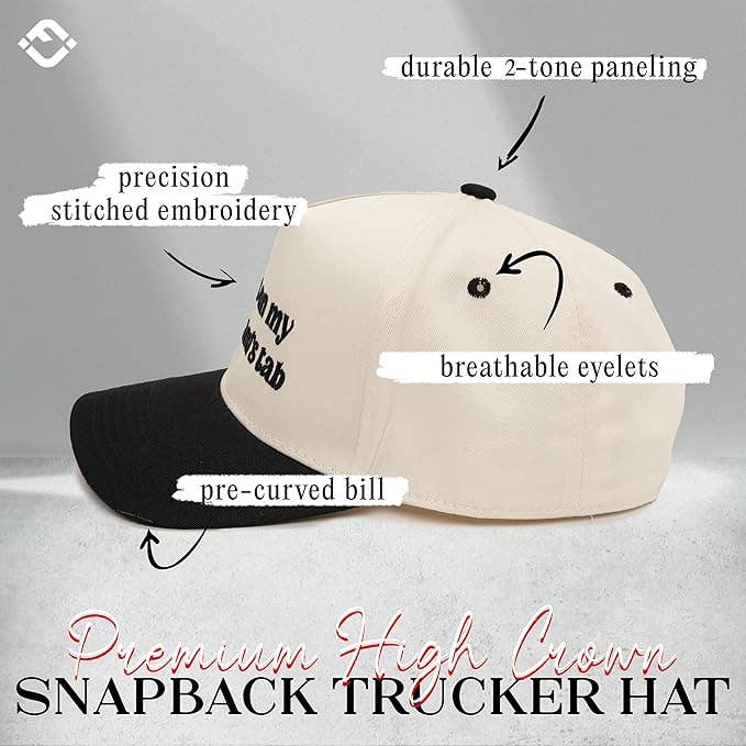 Put It On My Husband's Tab Hat- Black/Beige
