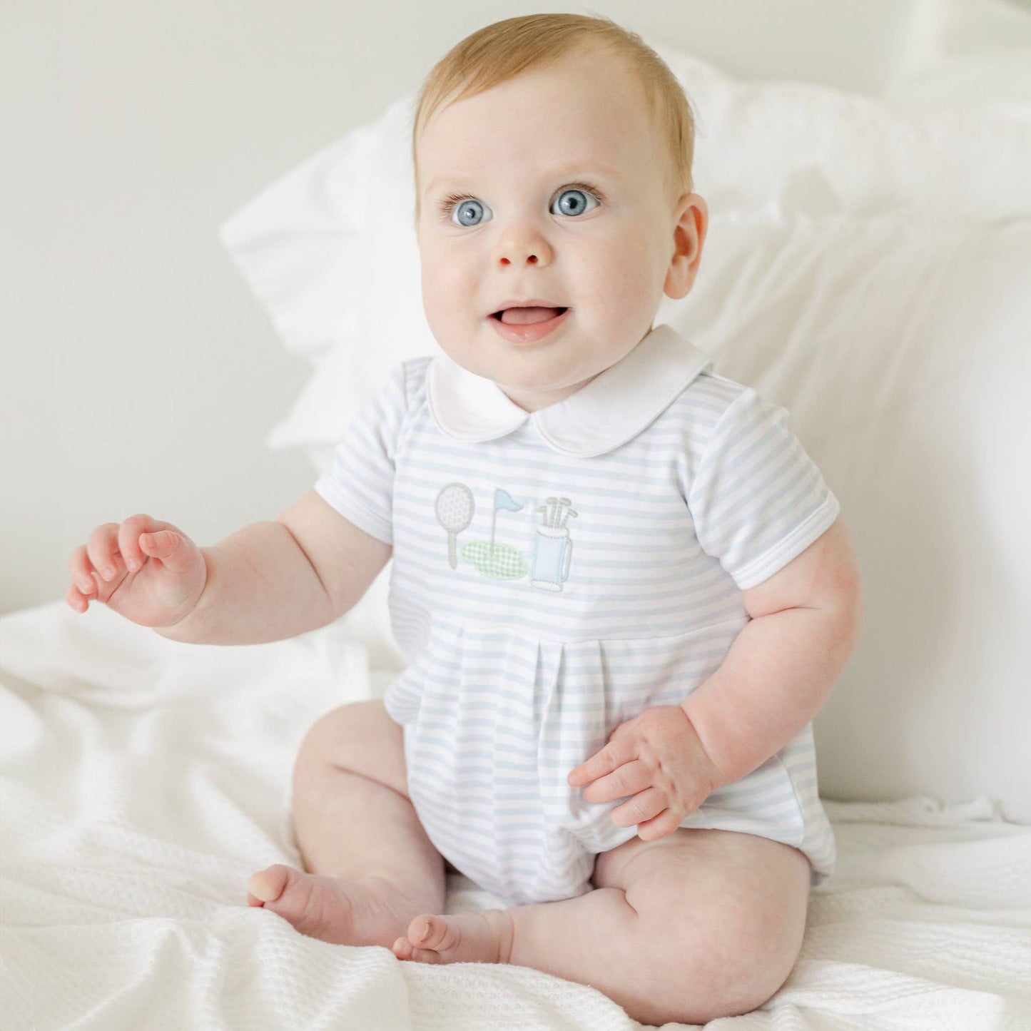 Putting Green Applique Collared Bubble Romper