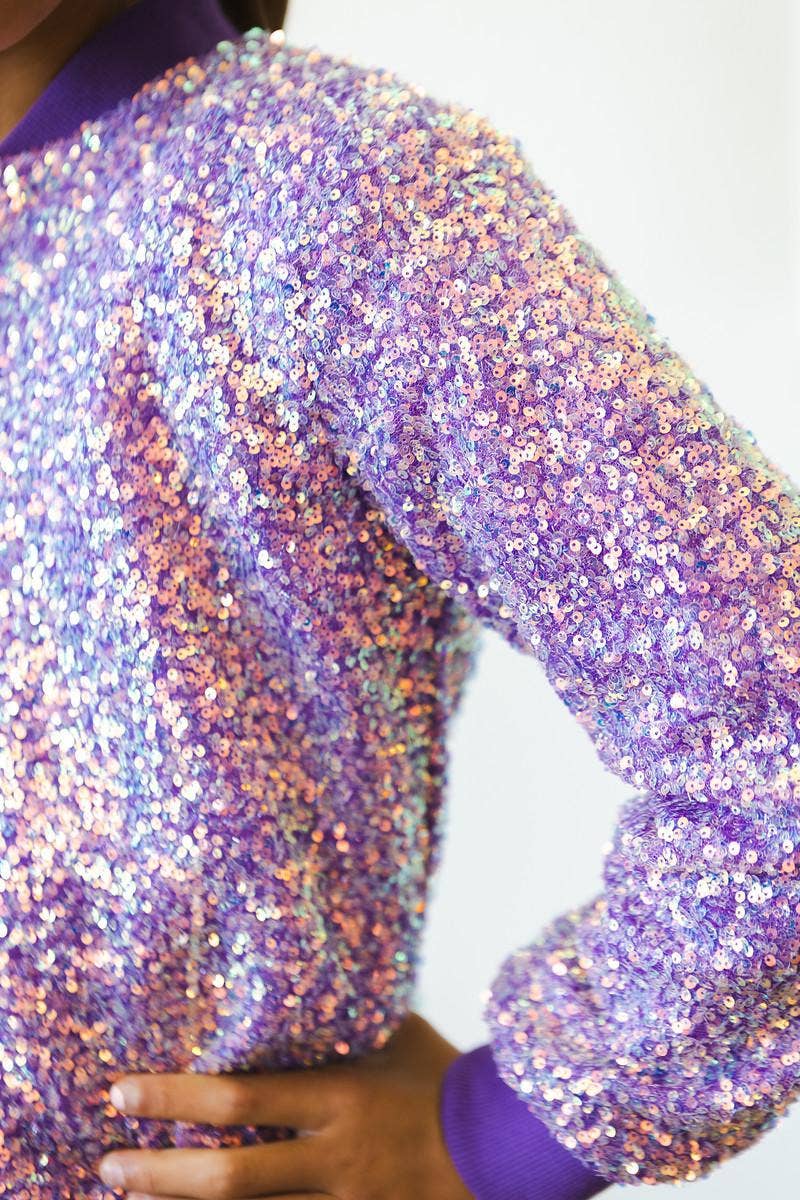 Girls Purple Sequin Jacket