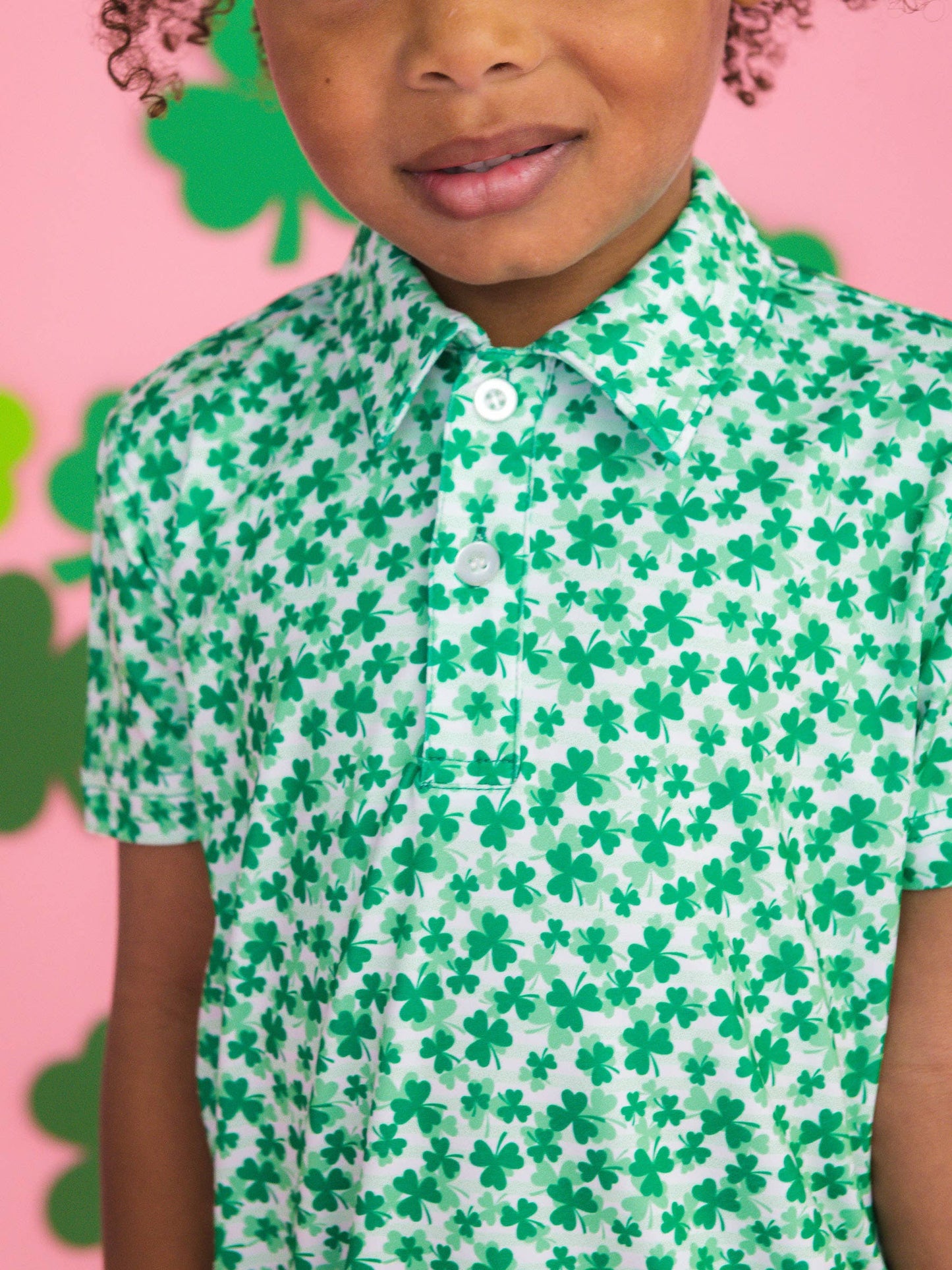 Boys Tiny Clover Field Short Sleeve Performance Polo
