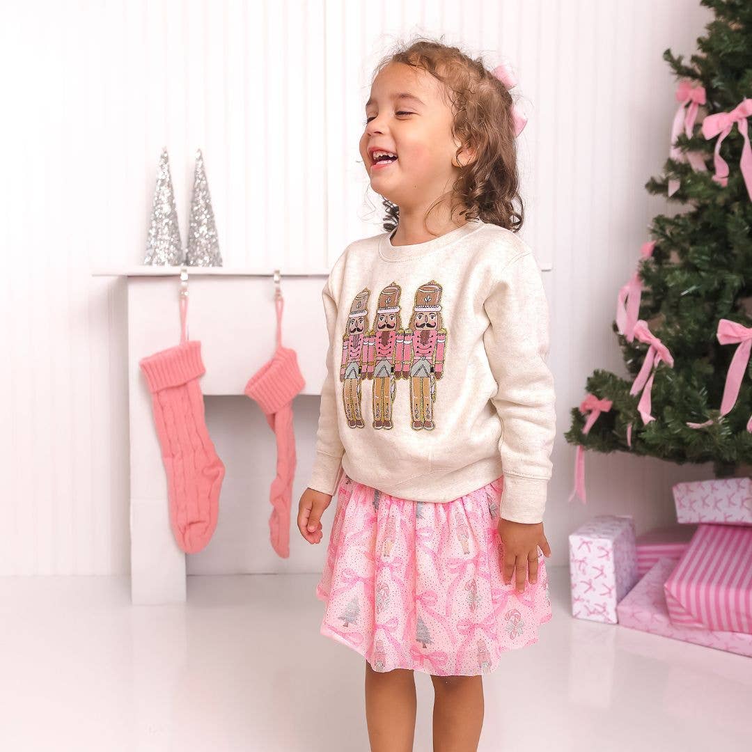 Pastel Nutcracker Patch Christmas Sweatshirt - Kids Clothing: 10