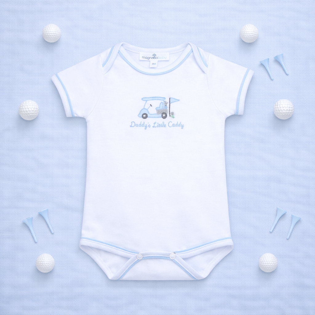 Daddy's Little Caddy Embroidered in Blue Bodysuit