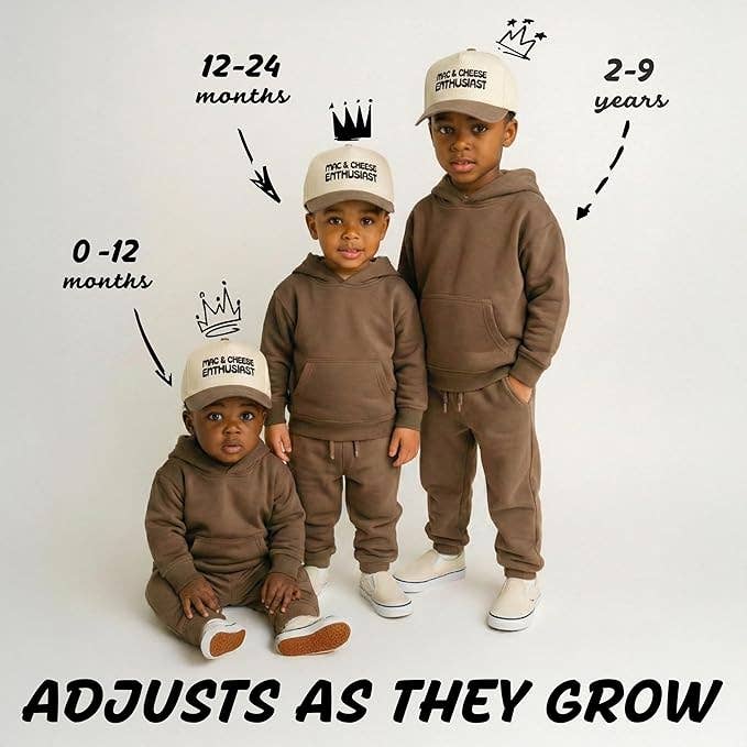 Kids/Baby Mac & Cheese Enthusiast Hat- Khaki/Beige