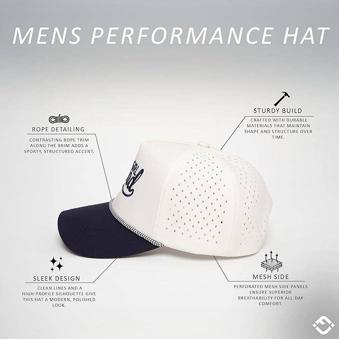 Laser Cut Golf Rope Cap - Girl Dad - Navy/Beige