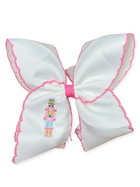 Pink Nutcracker Embroidered Moonstitch Hair Bow
