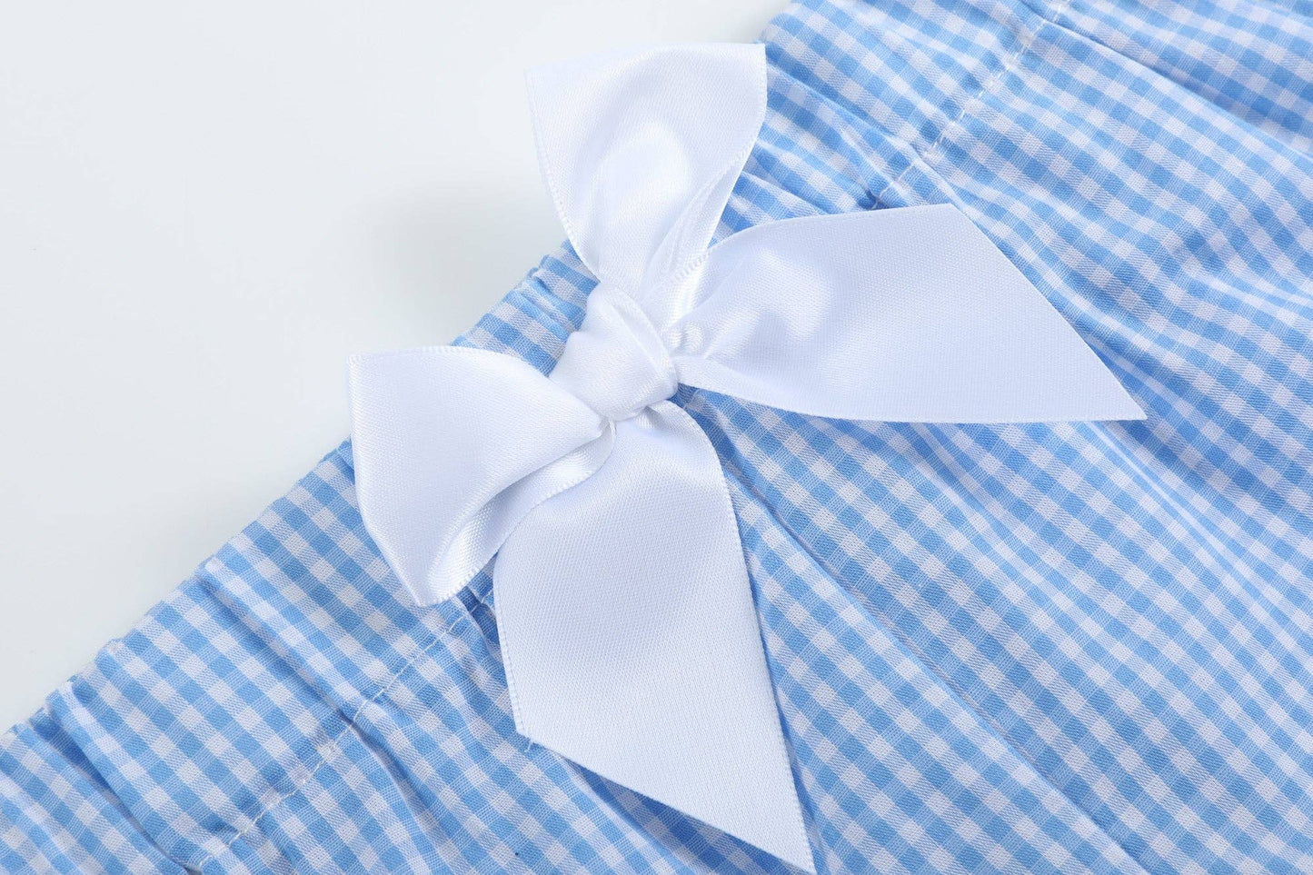 Girls Light Blue Gingham Golf Tee and Short Set