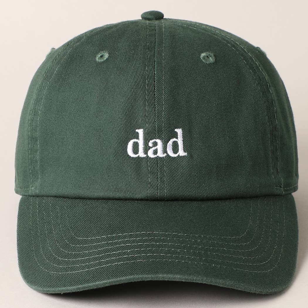Father's Day Baseball Cap With Dad Text Embroidery Dark Green