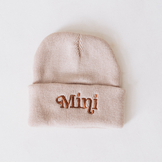 Matching Knit Hats- Mini- Beige: Youth Size