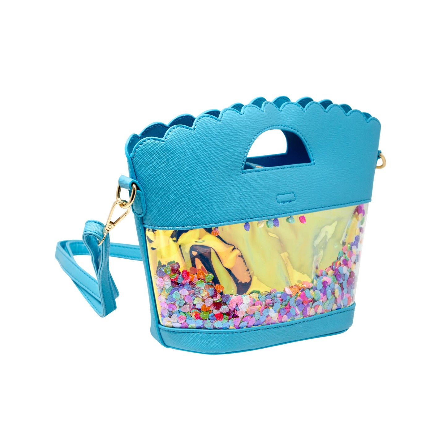 Girl's Little Mermaid Confetti Seashell Tote Bag: Blue