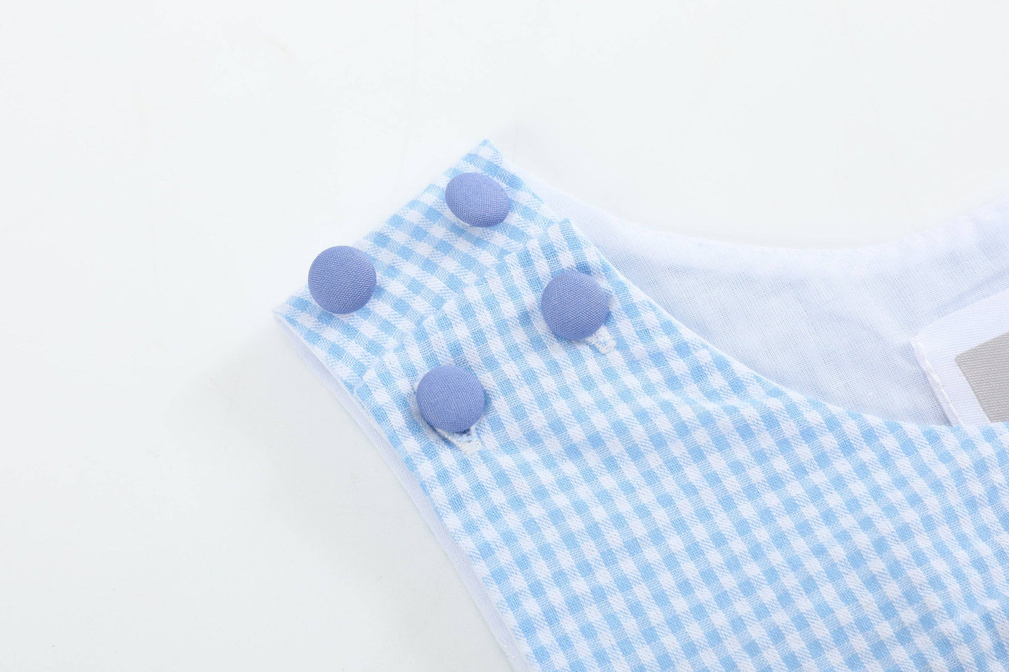 Light Blue Gingham Easter Egg and Bunnies Smocked Boys Overall