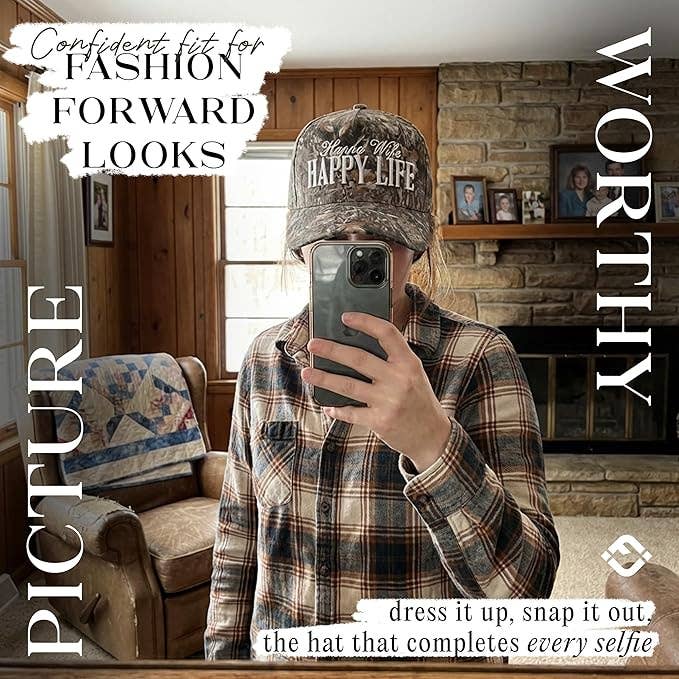 Happy Wife Happy Life Hat - Camo Print