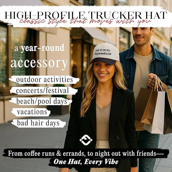 Put It On My Husband's Tab Hat- Black/Beige