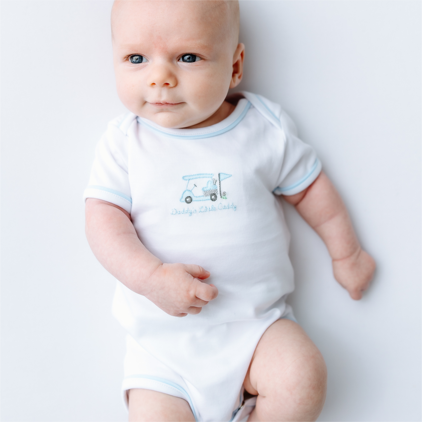 Daddy's Little Caddy Embroidered in Blue Bodysuit
