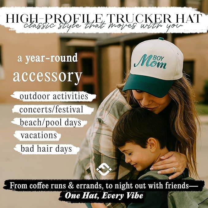 Boy Mom Hat- Green/Beige