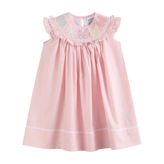 Pink Butterflies Smocked Bishop Dress