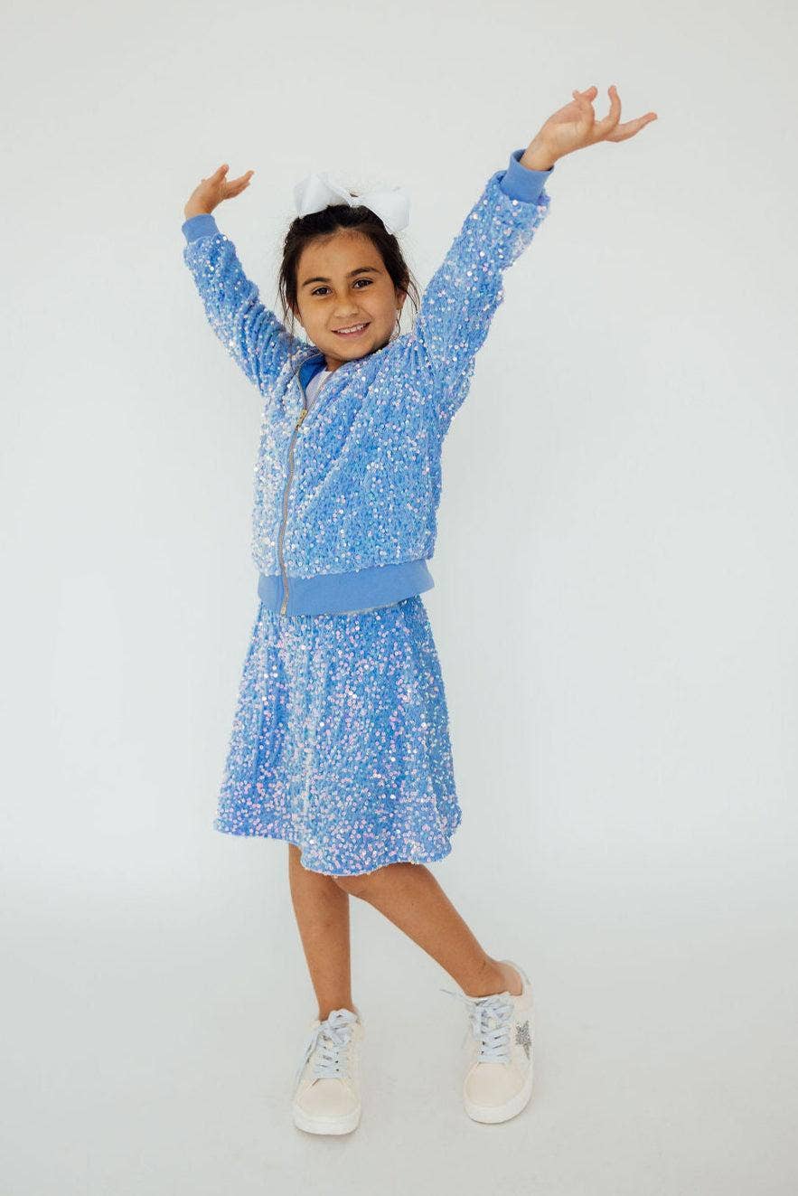 Blue Velvet Girls Sequin Jacket