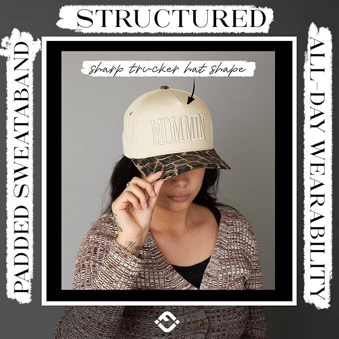 Embroidered Mommin Hat- Leopard/Beige