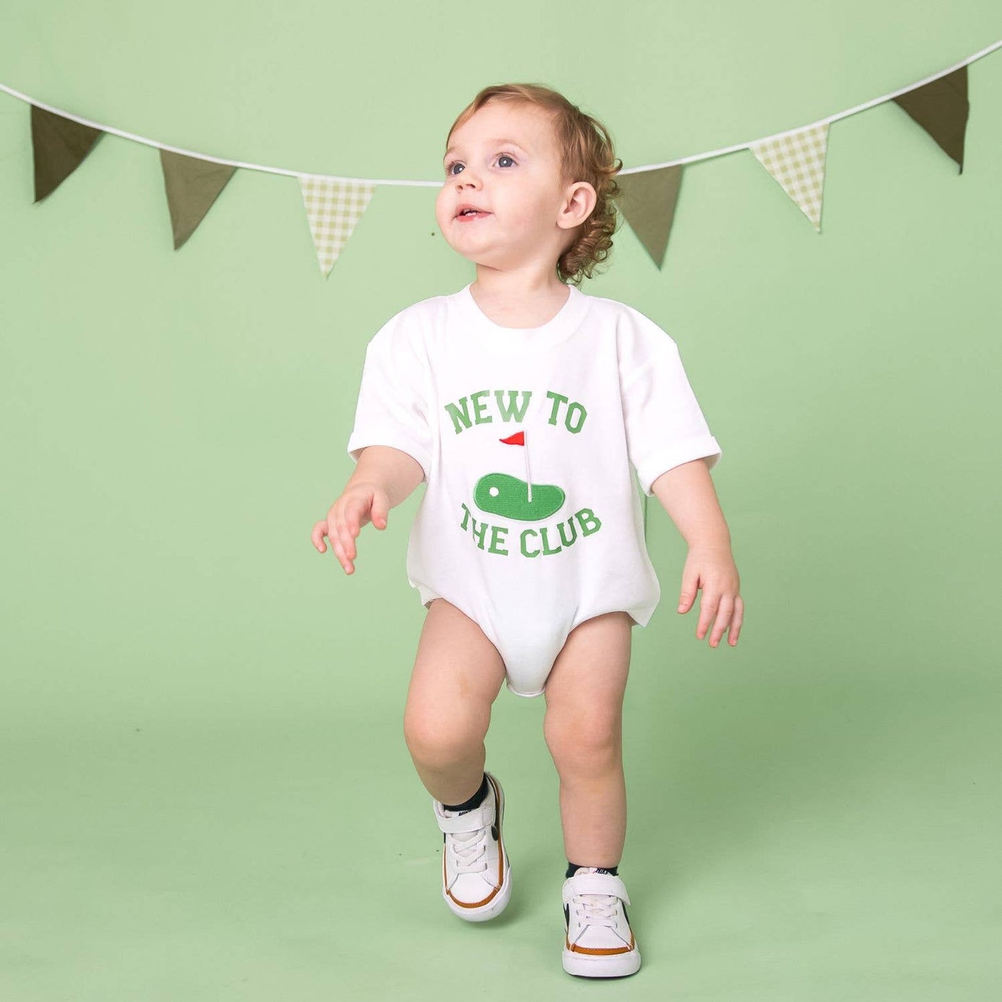 New To The Club Patch Short Sleeve Baby Romper