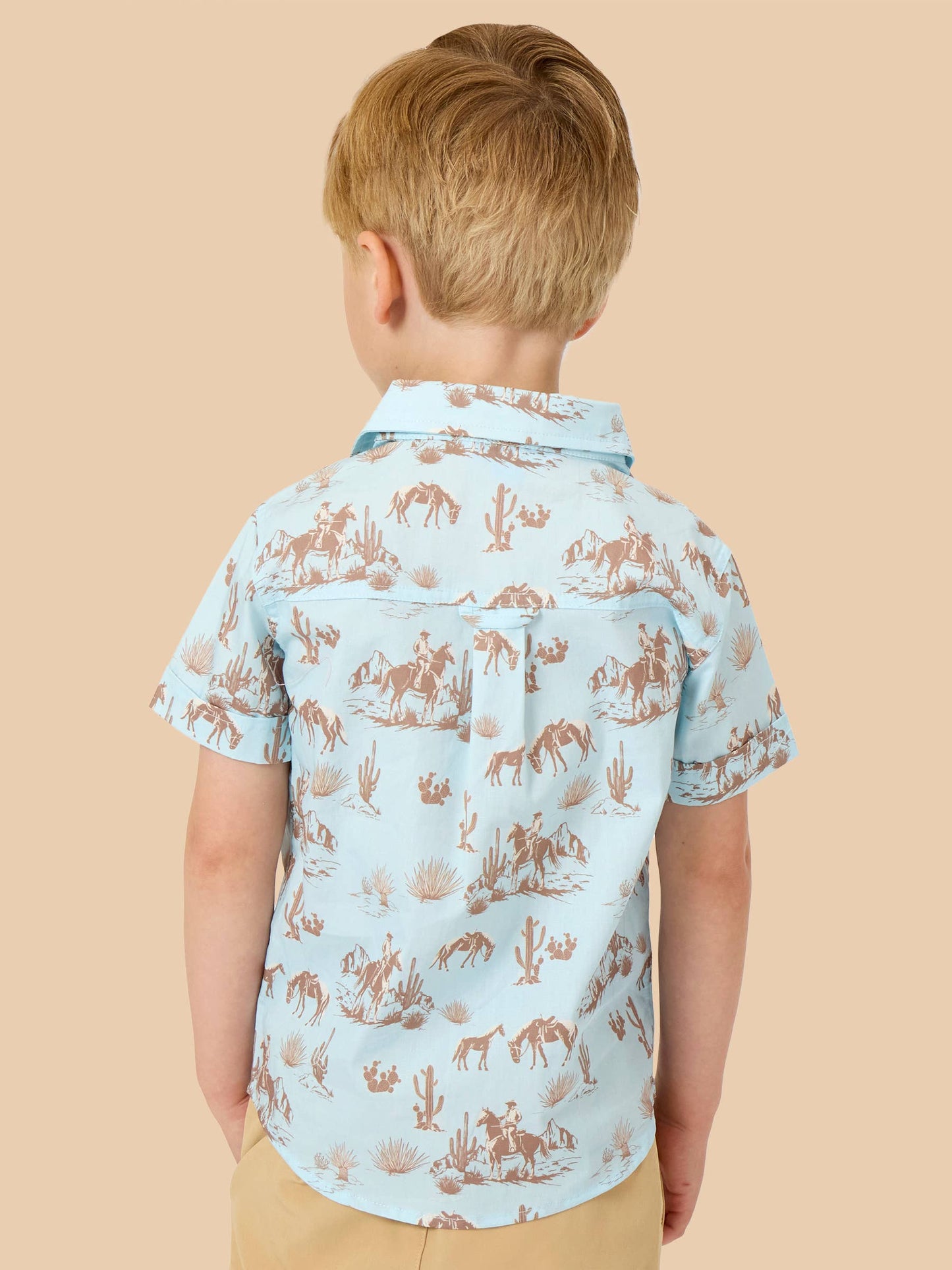 Boys Blue Western Trail Short Sleeve Button Down Shirt