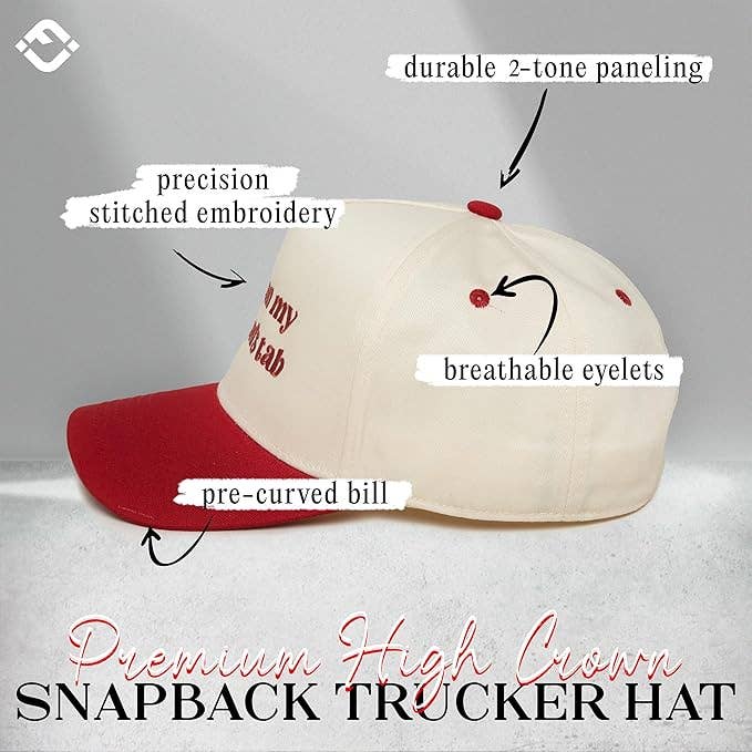 Put It on My Husbands Tab Hat- Beige/Red