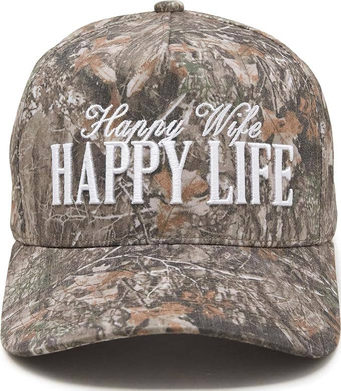 Happy Wife Happy Life Hat - Camo Print