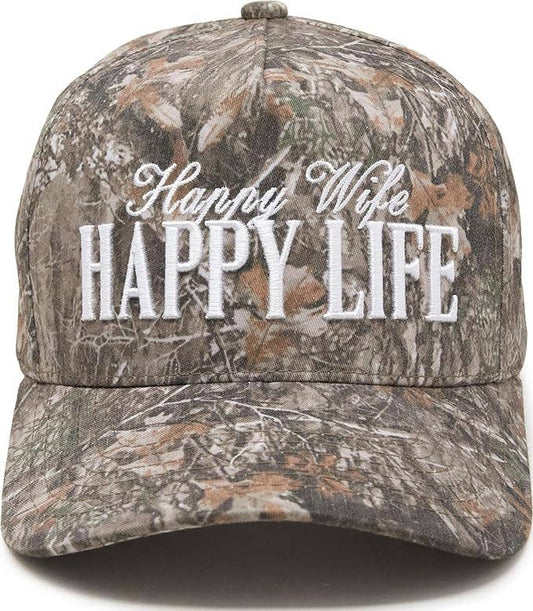 Happy Wife Happy Life Hat - Camo Print