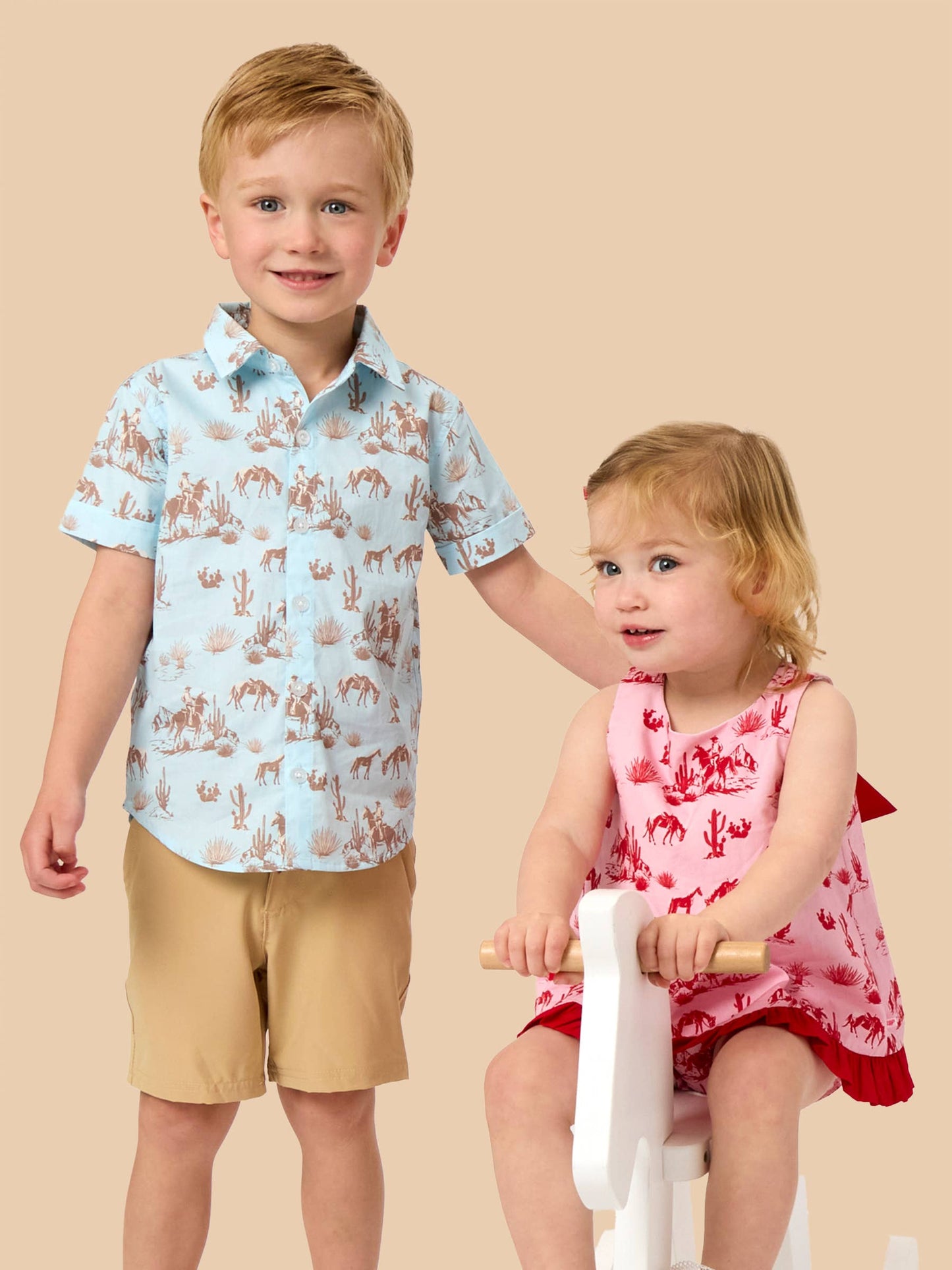 Boys Blue Western Trail Short Sleeve Button Down Shirt
