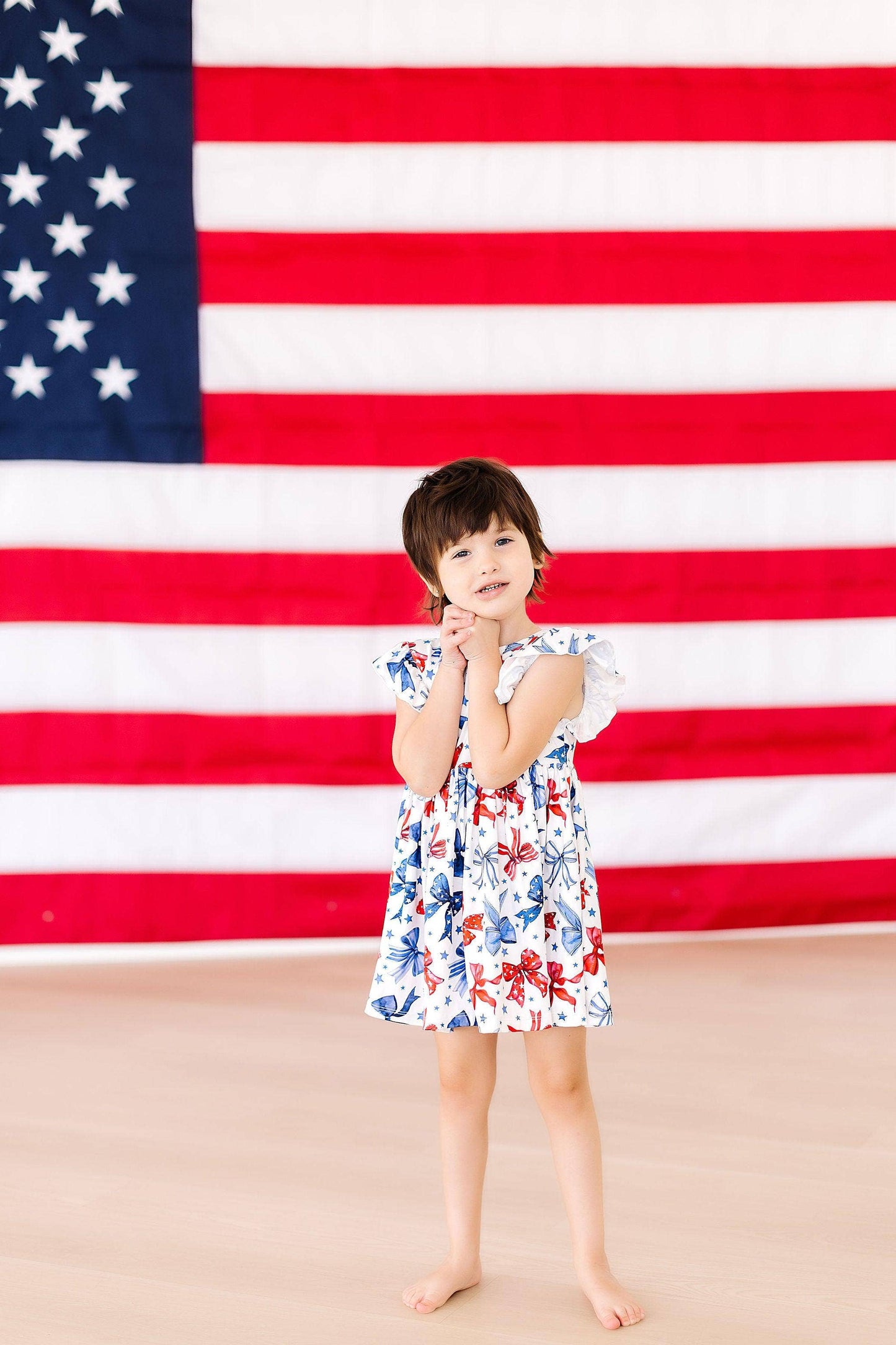 Born to Sparkle Flutter Sleeve Girls Twirl Dress
