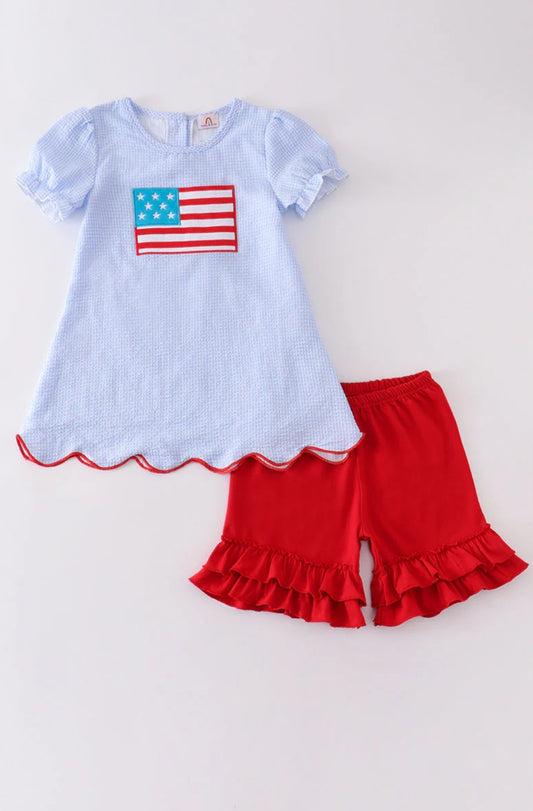Girls Patriotic Flag Short Set