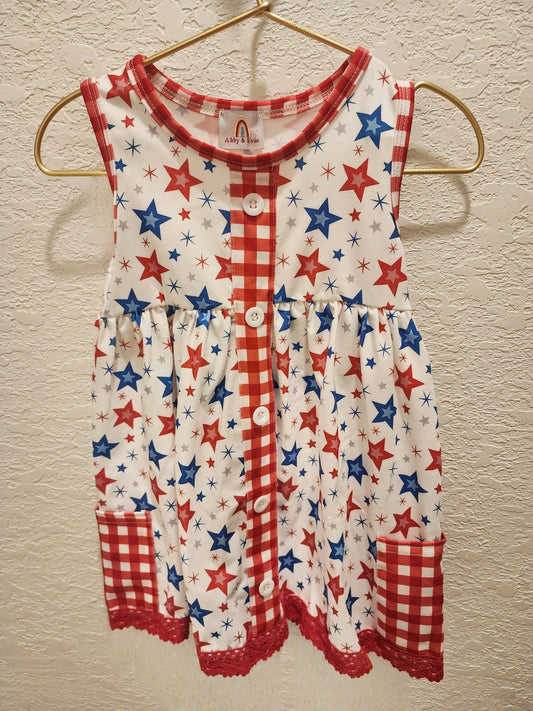Patriotic Star Print Girls Dress
