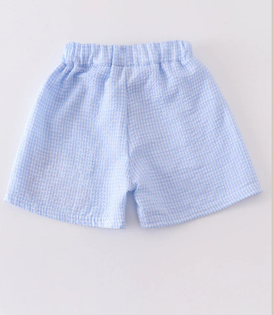 Patriotic Flag Seersucker Boys Shorts