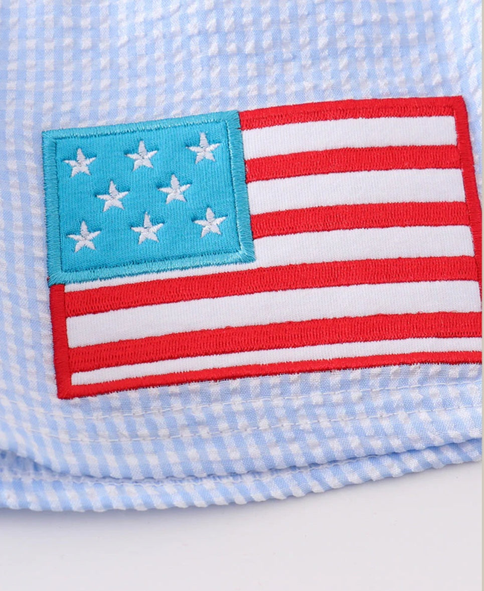 Patriotic Flag Seersucker Boys Shorts