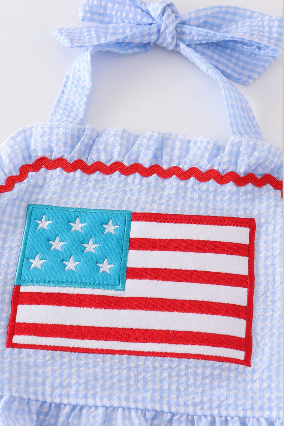Girls Seersucker Flag 2Pc Swimsuit